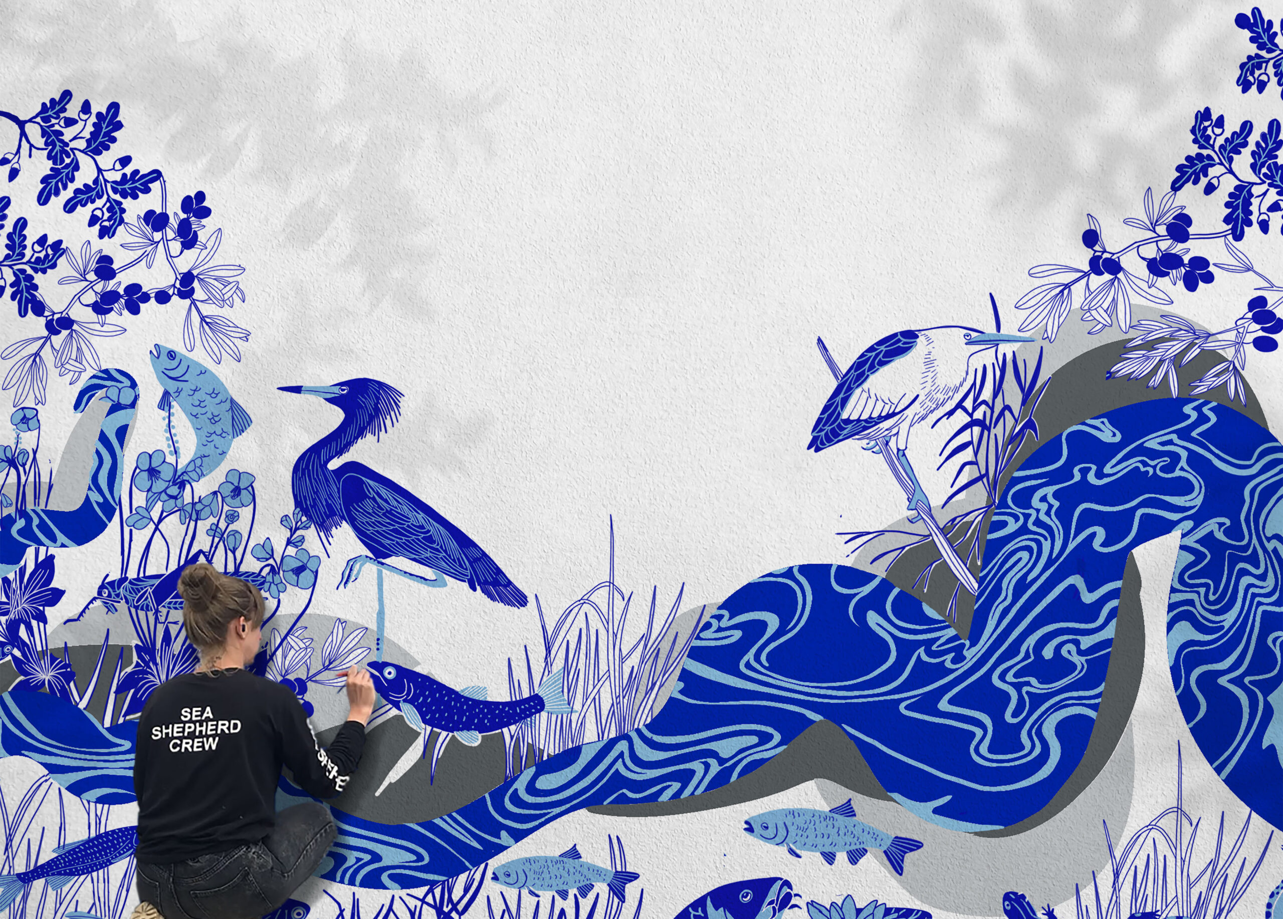 Fresque murale pour un voyage artistique inspiré par la nature et réalisée par Lujaam Studio